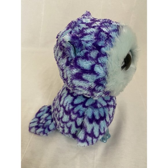 TY Beanie Boo Oscar OWL 8” Plush Blue Purple  Blue Glitter Eyes Stuffed Animal - Picture 6 of 10